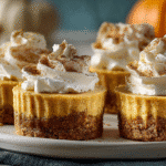 Hero shot of Pumpkin Spice Cheesecake Bites with white chocolate coating and pumpkin spice sprinkle
