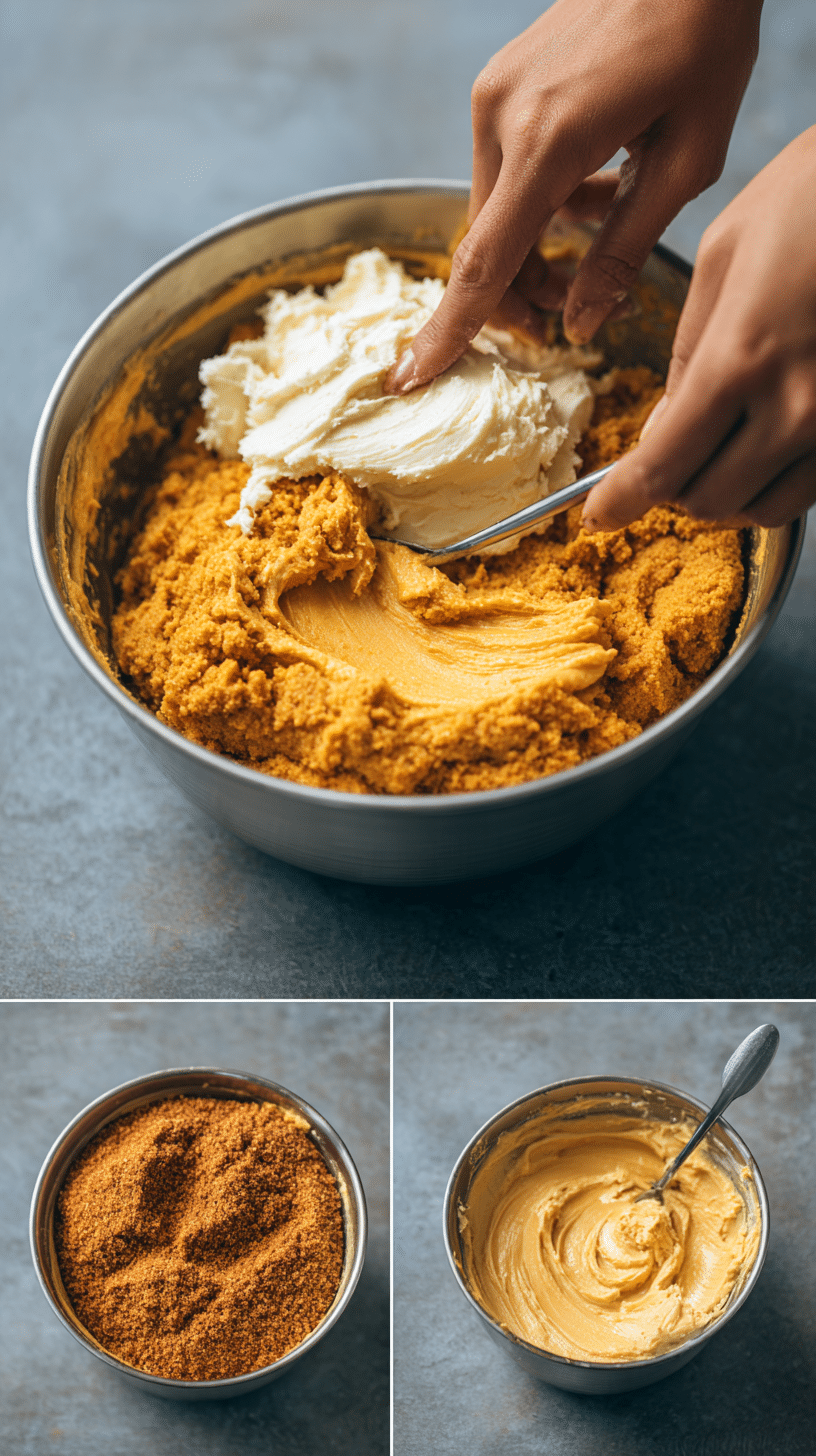 Preparing Pumpkin Spice Cheesecake Bites step by step cooking process
