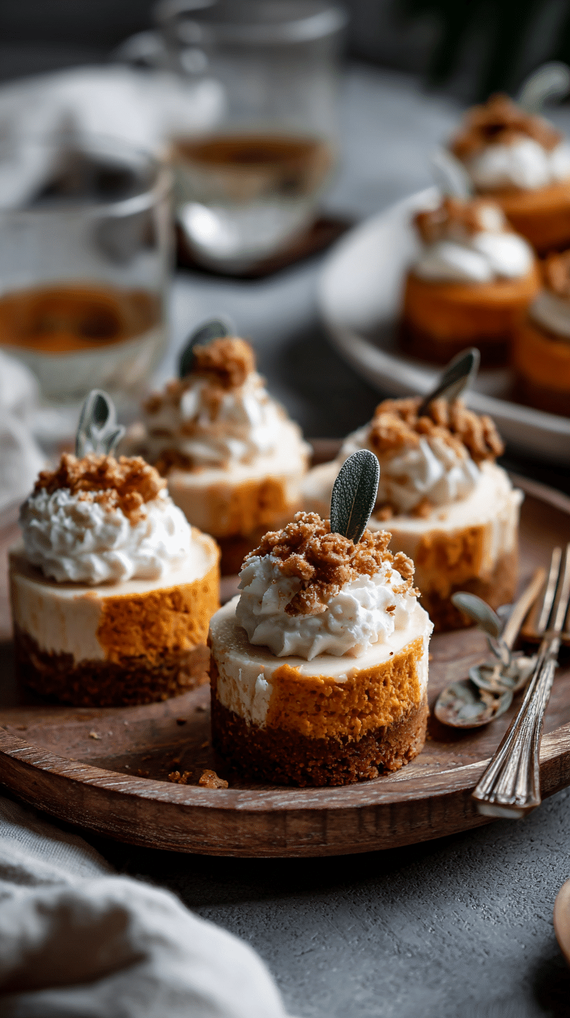 Pumpkin Spice Cheesecake Bites being served on beautiful dinnerware