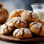 Hero shot of Soft Pumpkin Crinkle Cookies with crinkled tops and soft texture