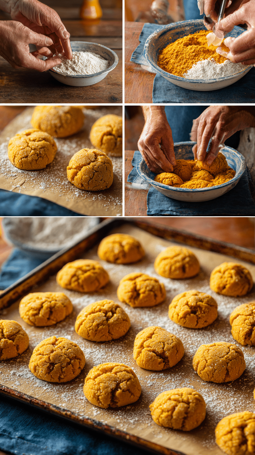 Preparing Soft Pumpkin Crinkle Cookies step by step cooking process
