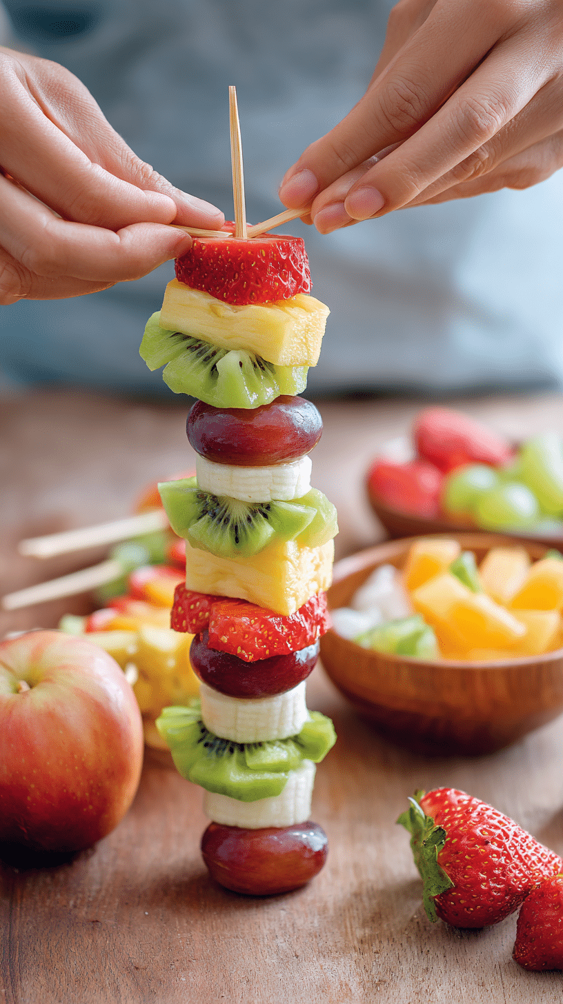 Preparing Turkey Fruit Skewers step by step cooking process