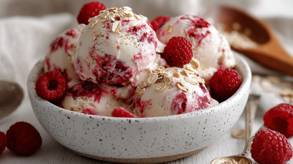 Hero shot of Vegan Oat Ice Cream with creamy texture and inviting appearance