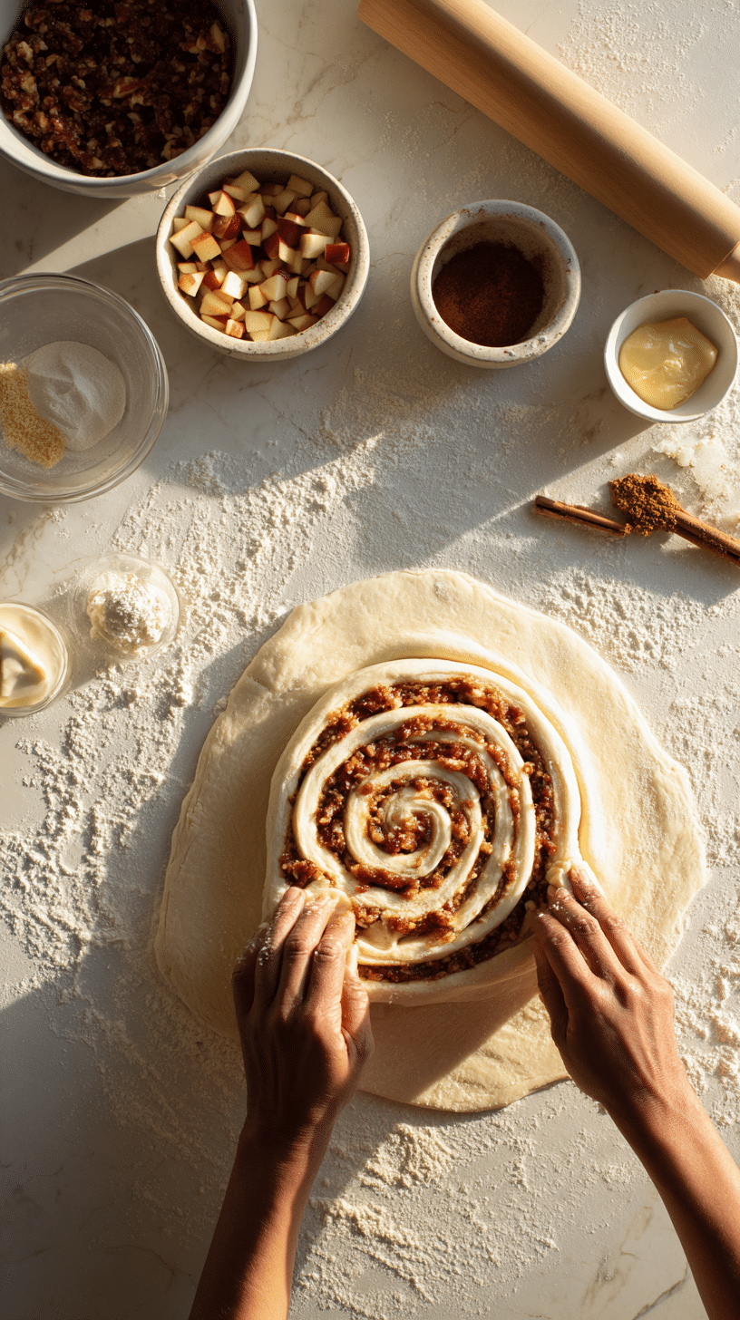 Preparing Apple Cinnamon Rolls step by step cooking process