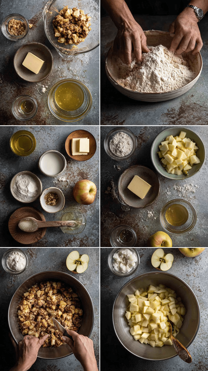 Preparing Apple Crumb Cake step by step cooking process