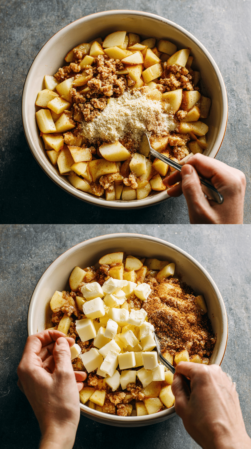 Preparing Baked Apple Crumble step by step cooking process