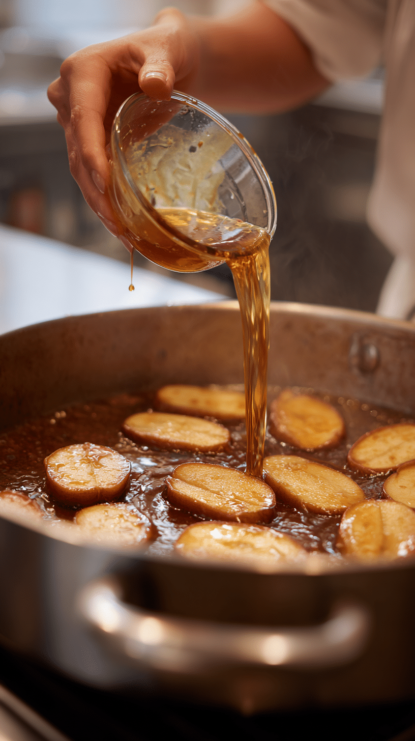Preparing Caramel Apple Slices step by step cooking process.