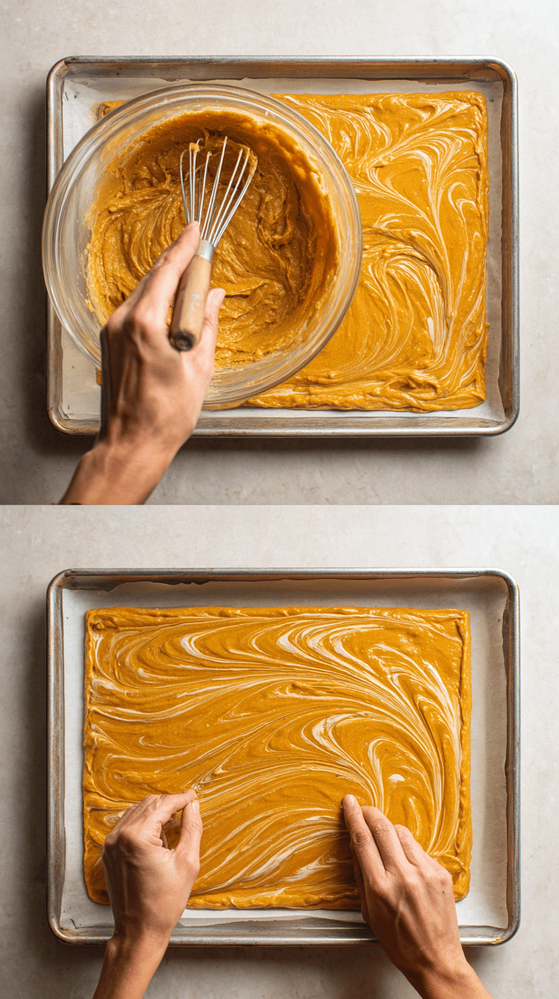 Preparing Creamy Pumpkin Spice Roll Cake step by step cooking process