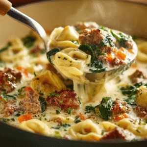 Hero shot of Creamy Sausage Tortellini Soup