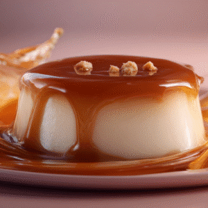 Hero shot of Genius Salted Caramel Dessert with golden caramel swirls