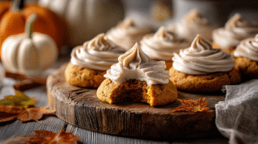 Hero shot of Pumpkin Cookies with Cinnamon Frosting