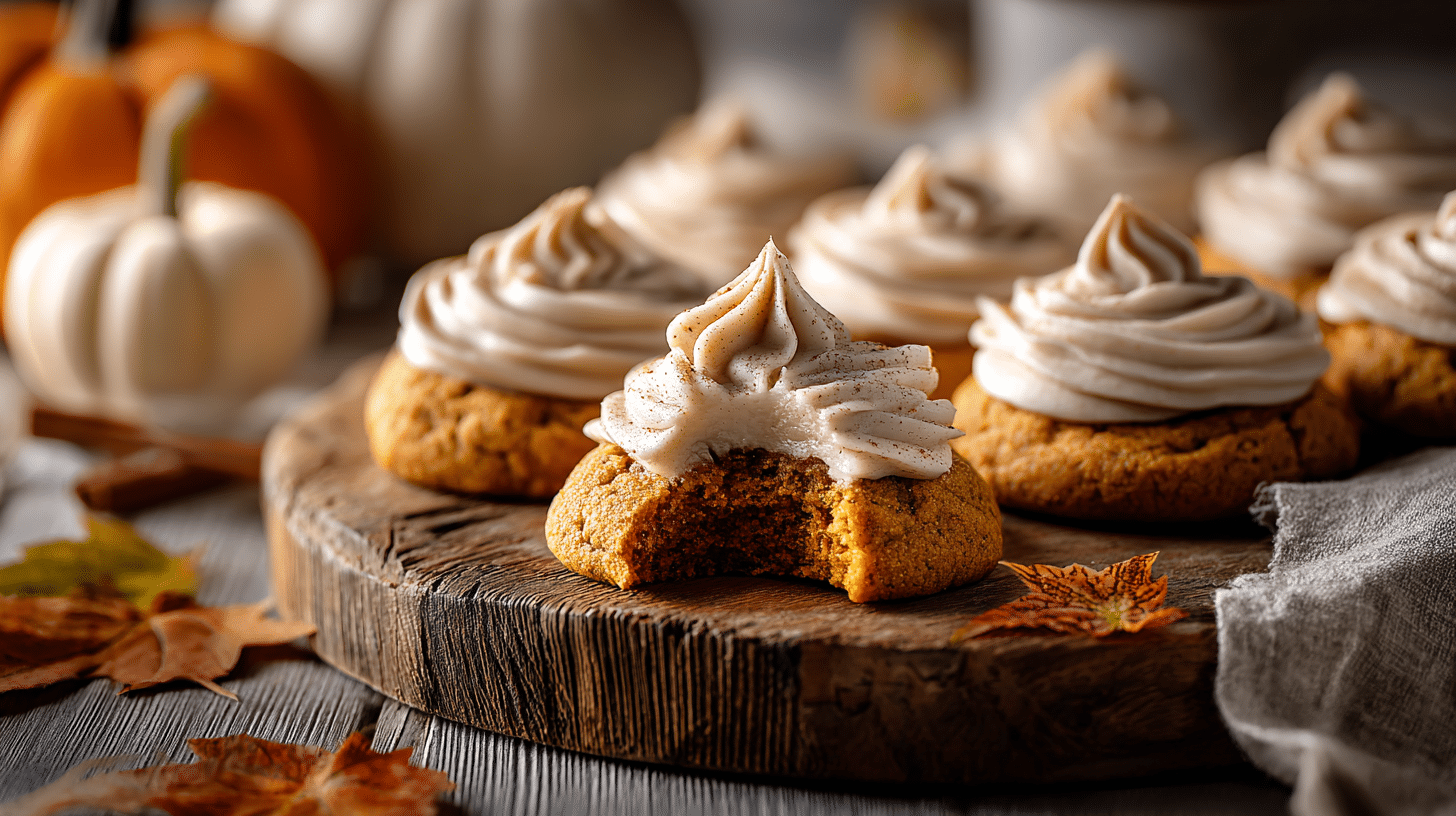 Hero shot of Pumpkin Cookies with Cinnamon Frosting