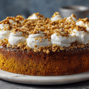 Hero shot of Pumpkin Crunch Cake with golden crust.