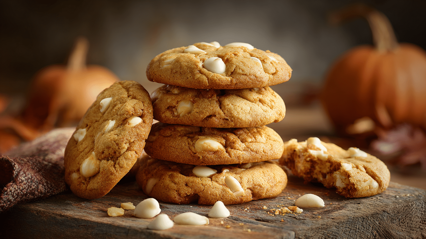Hero shot of Pumpkin White Chocolate Chip Cookies