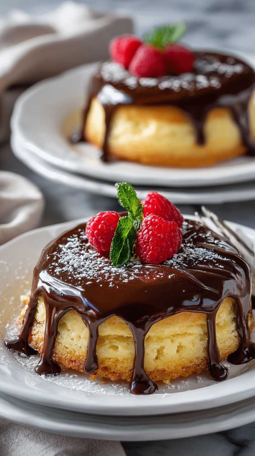 Ultimate Boston Cream Pie being served on beautiful dinnerware