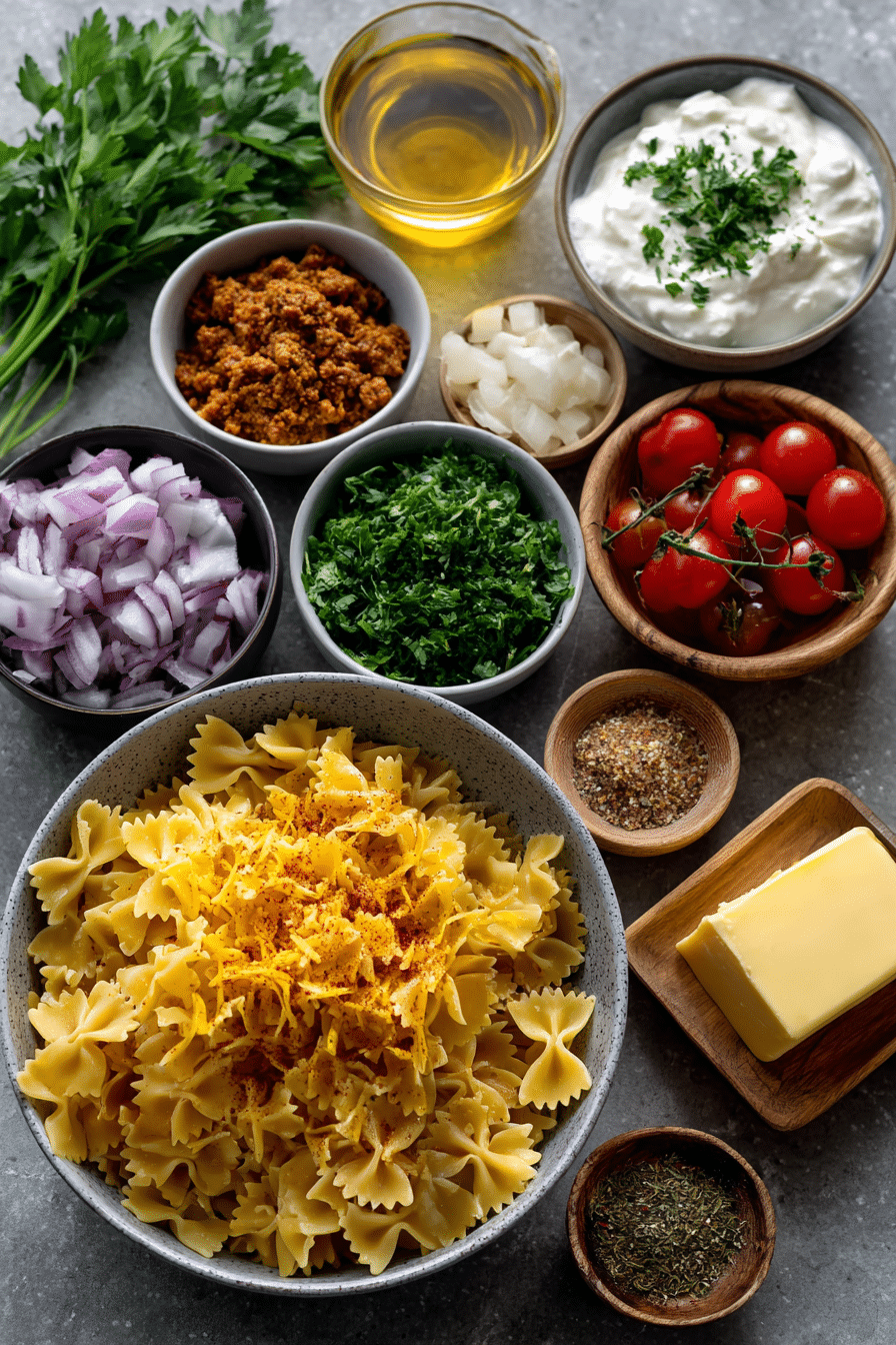 Preparing Creamy Cajun Chicken Pasta Bake step by step cooking process