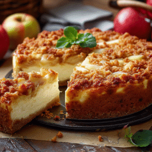 Hero shot of Timeless Apple Pie with golden crust and sweet-tart filling