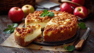 Hero shot of Timeless Apple Pie with golden crust and sweet-tart filling