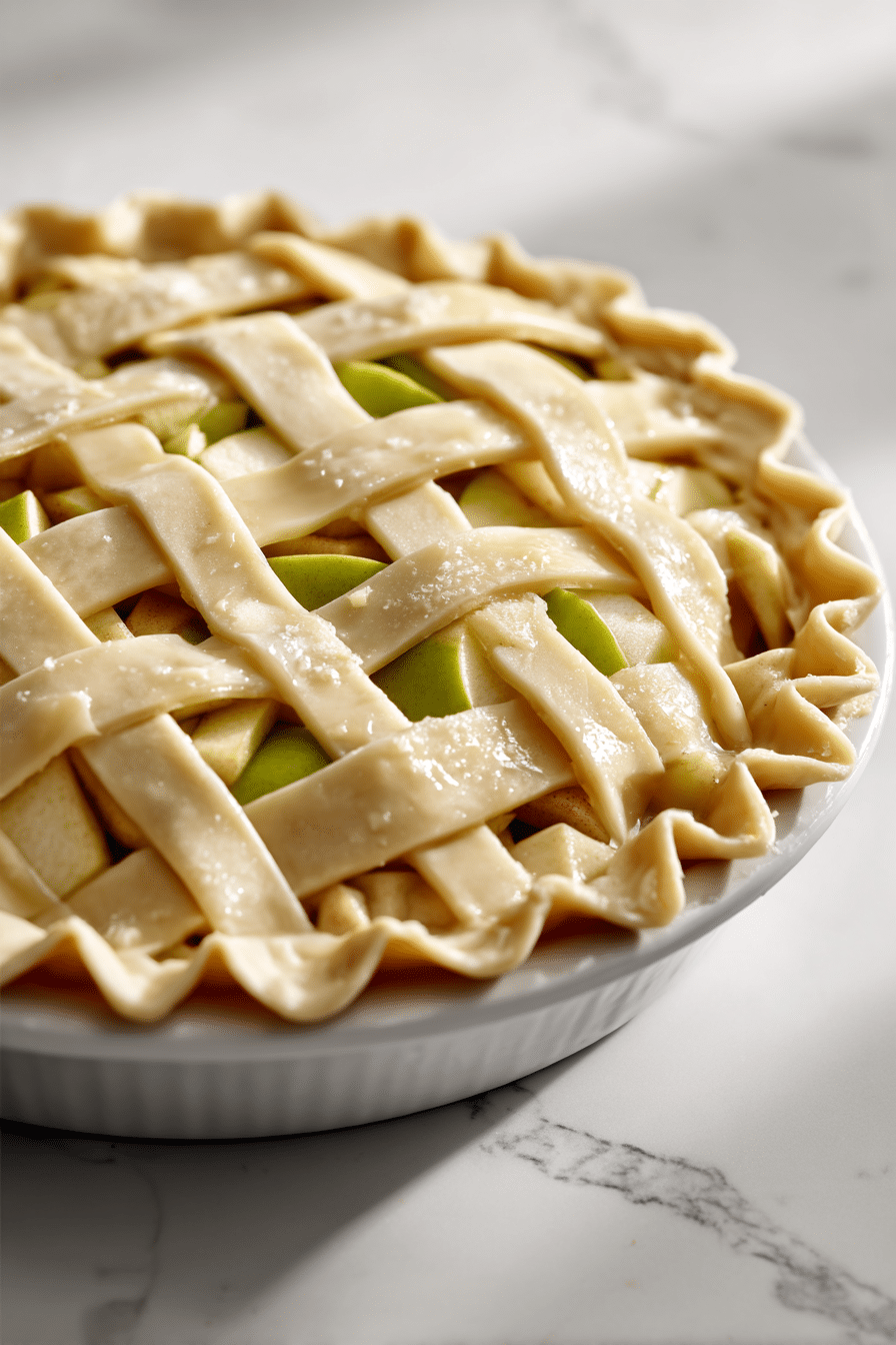 Timeless Apple Pie being served on beautiful dinnerware