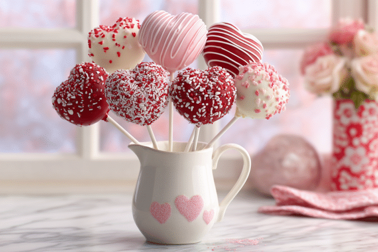 Valentine’s Day Heart-Shaped Cake Pops featured