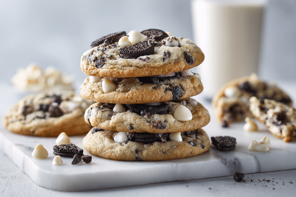 Crumbl Cookies and Cream Milk Shake Cookies featured