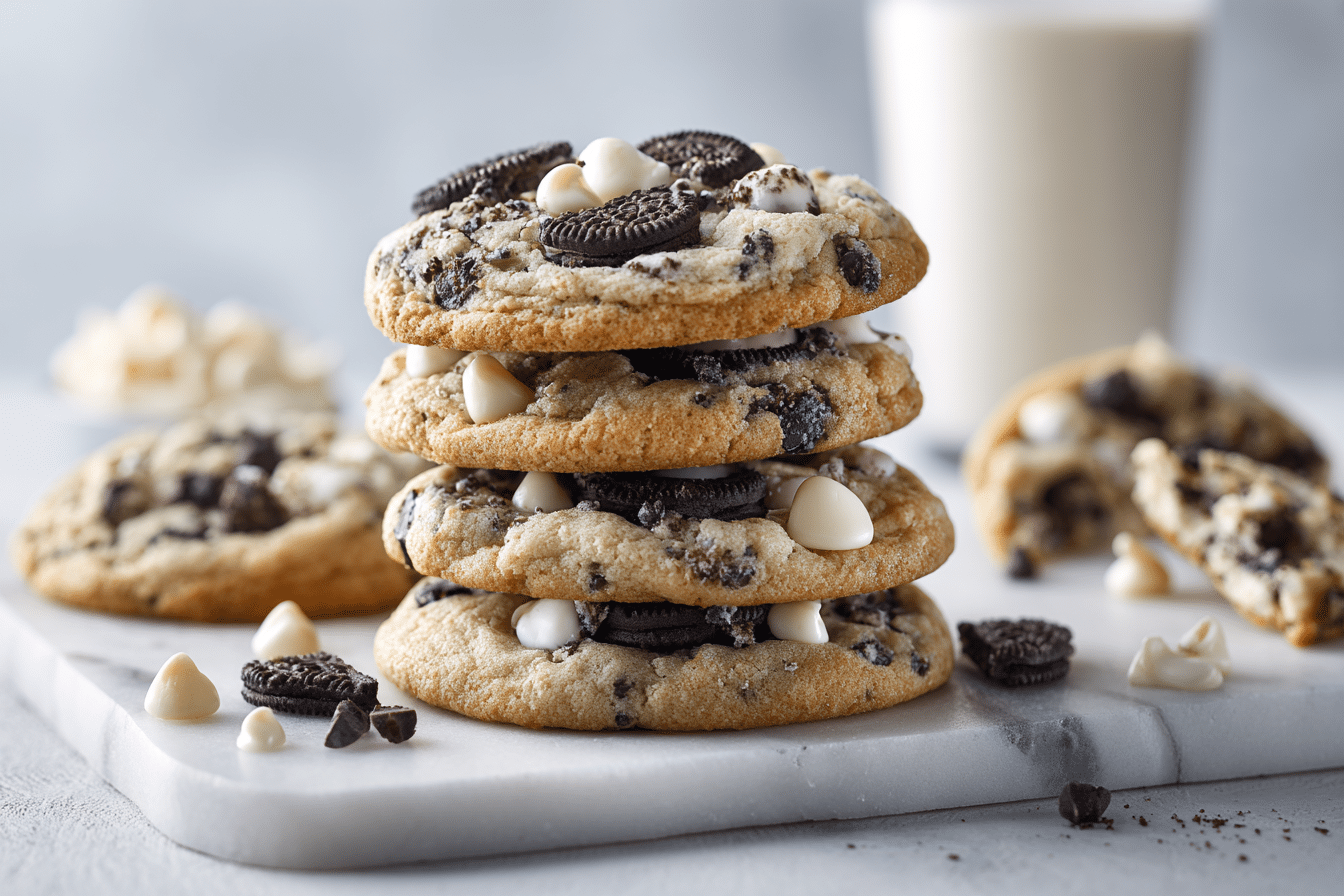 Crumbl Cookies and Cream Milk Shake Cookies featured