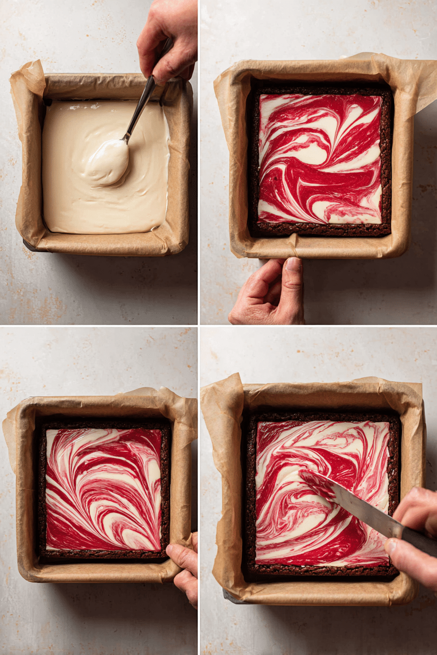 Strawberry Cheesecake Brownies instructions process