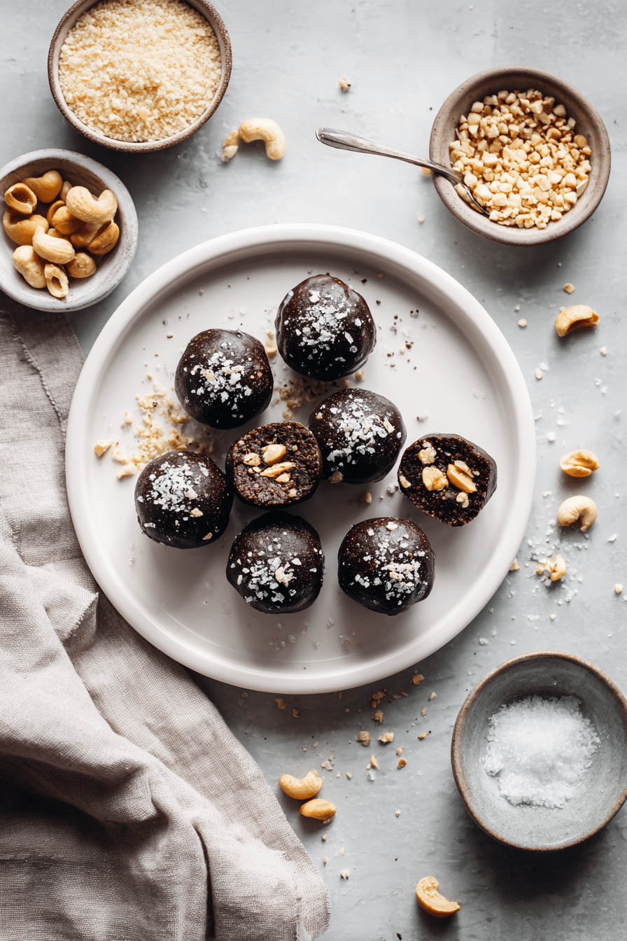 Dark Chocolate Quinoa Crunch Balls serving