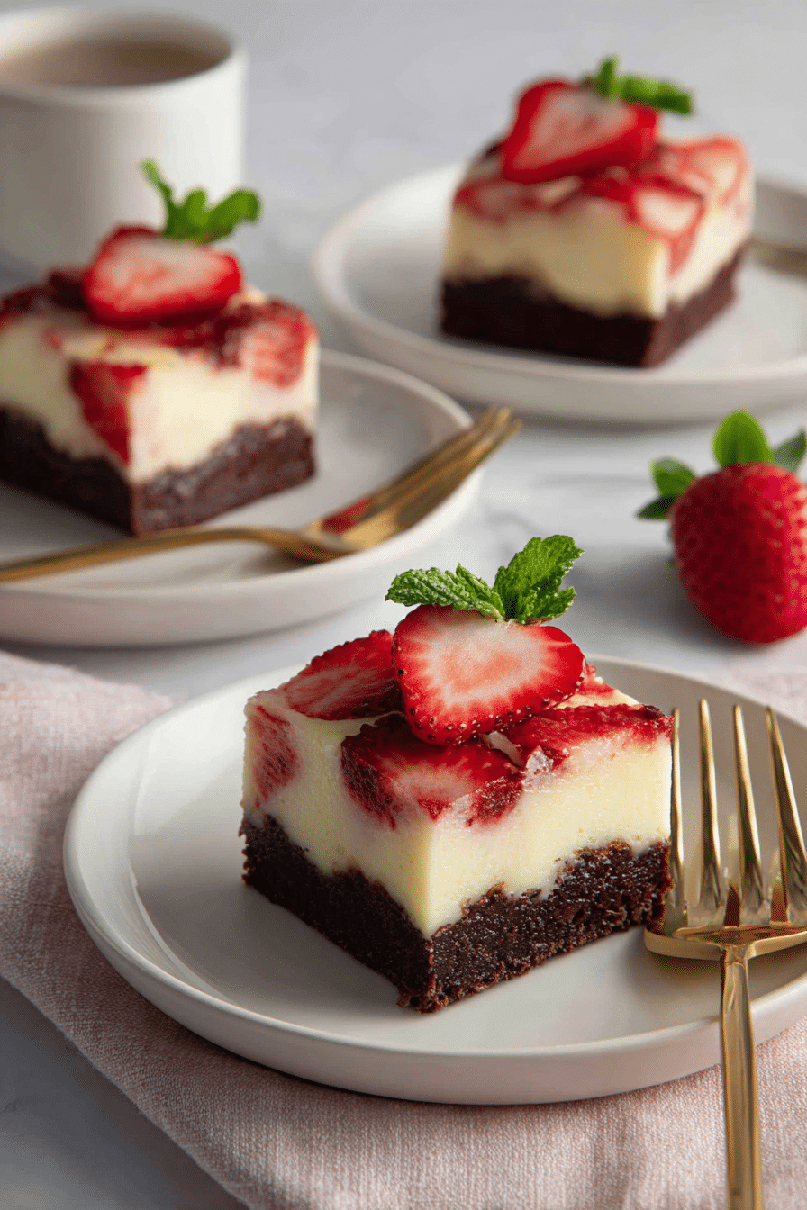 Strawberry Cheesecake Brownies serving