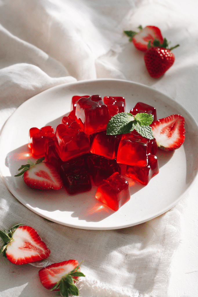 Homemade Healthy Strawberry Gummy Bears serving