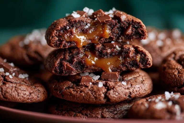 Double Chocolate Salted Caramel Cookies featured