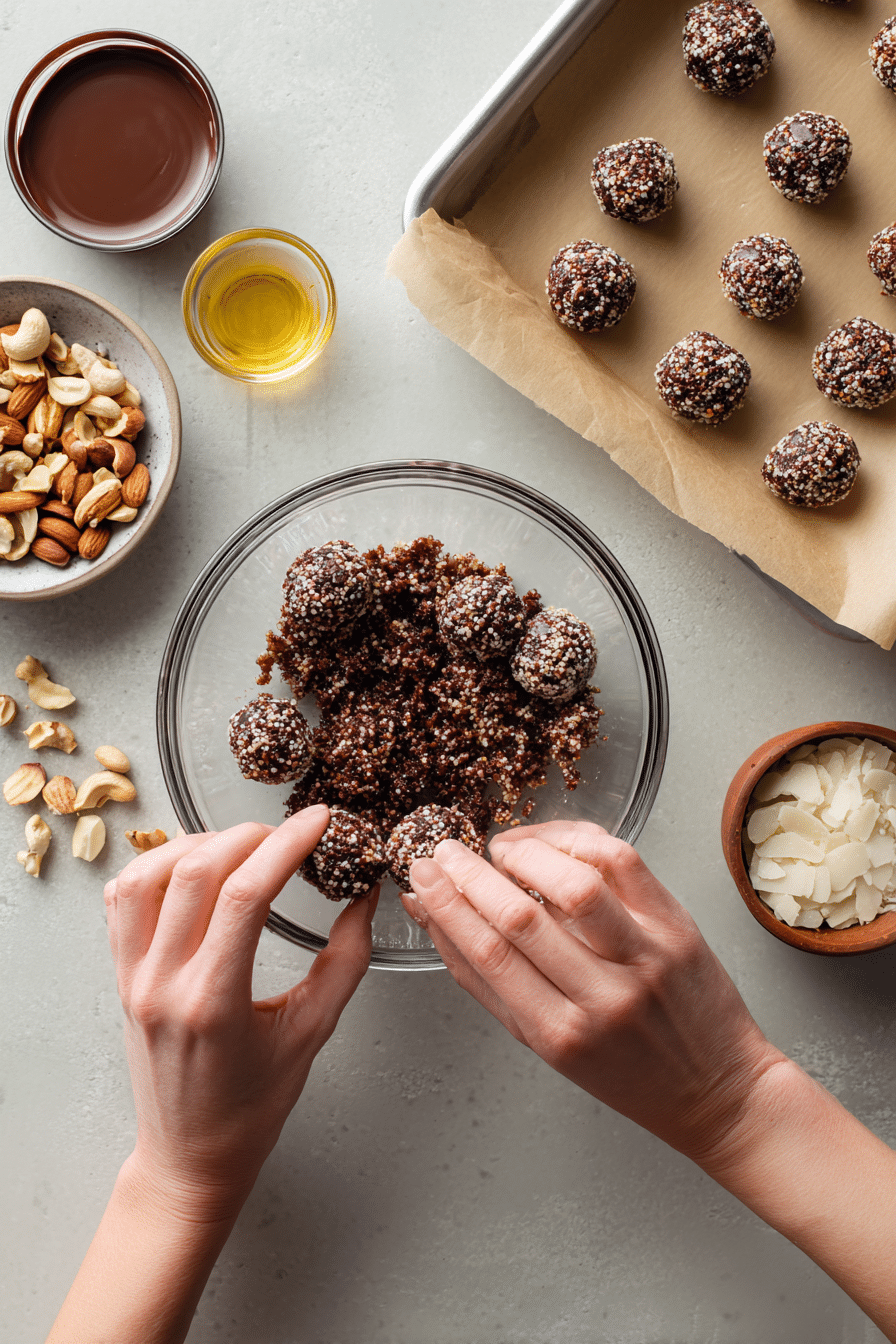 Dark Chocolate Quinoa Crunch Balls instructions process