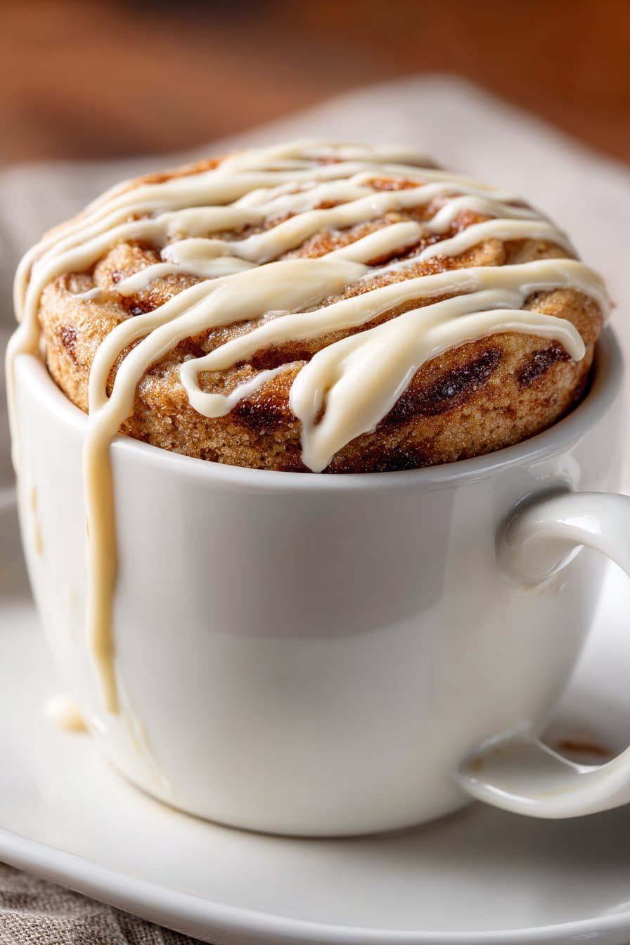 Protein Cinnamon Roll Mug Cake serving
