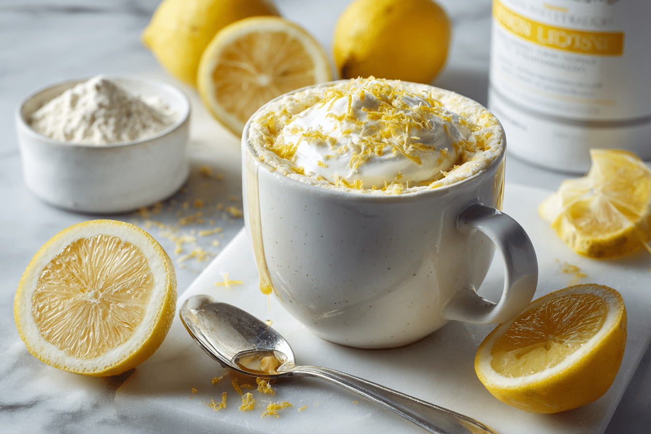 Lemon Protein Mug Cake featured