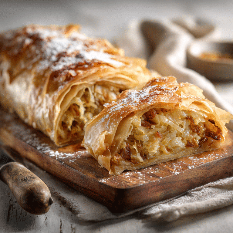 Sweet Cabbage Strudel with Raisins and Brown Sugar featured