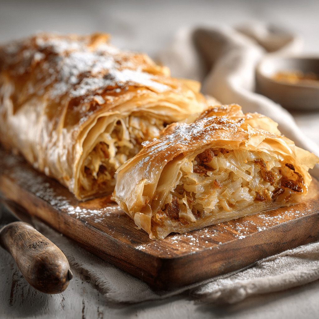 Sweet Cabbage Strudel with Raisins and Brown Sugar featured