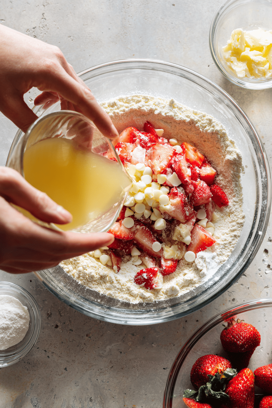 Strawberry White Chocolate Gooey Bars instructions process