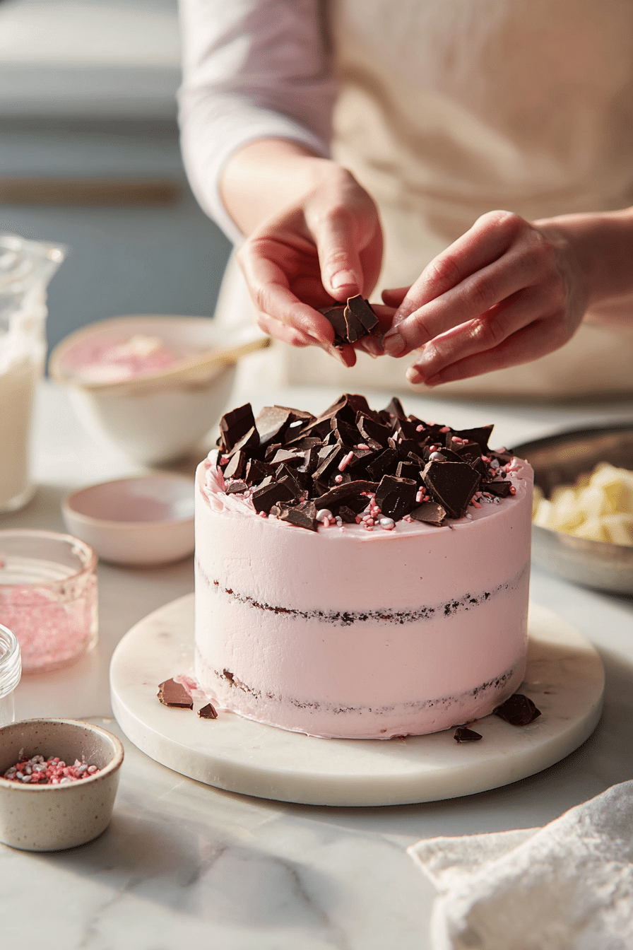 Valentine’s Terrazzo Cake instructions process