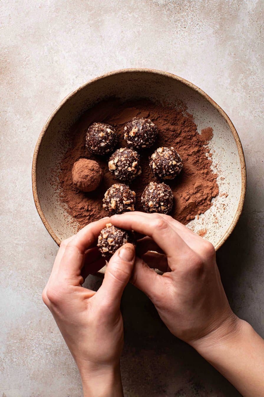 Chocolate Hazelnut No-Bake Truffles instructions process