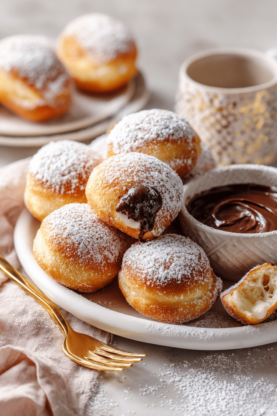 Nutella Stuffed Beignets in Air Fryer for Irresistible Bliss serving