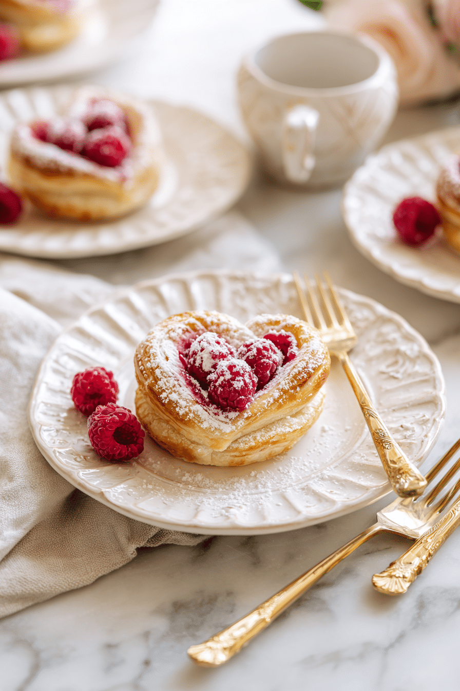 Raspberry Heart Danishes serving