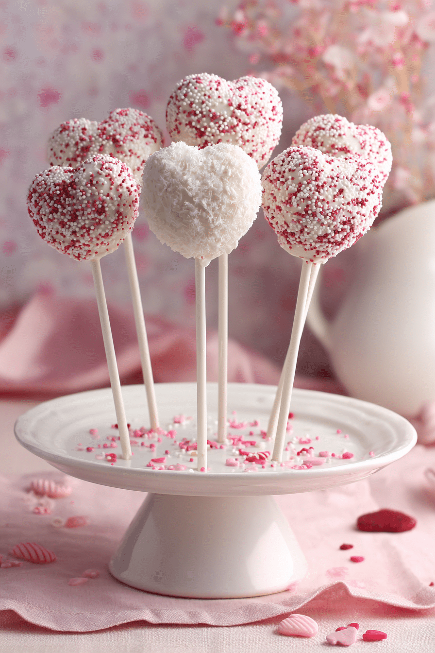 Valentine’s Day Heart-Shaped Cake Pops serving