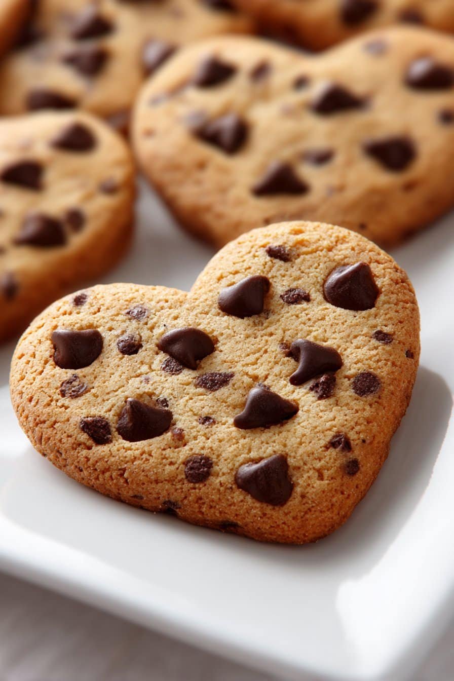 Heart Shaped Chocolate Chip Cookies serving
