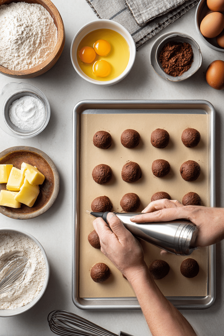 Gold-Dusted Chocolate Profiteroles - Emma's Cake Studio | Recipe | Desserts, Chocolate desserts, Cooking chocolate instructions process
