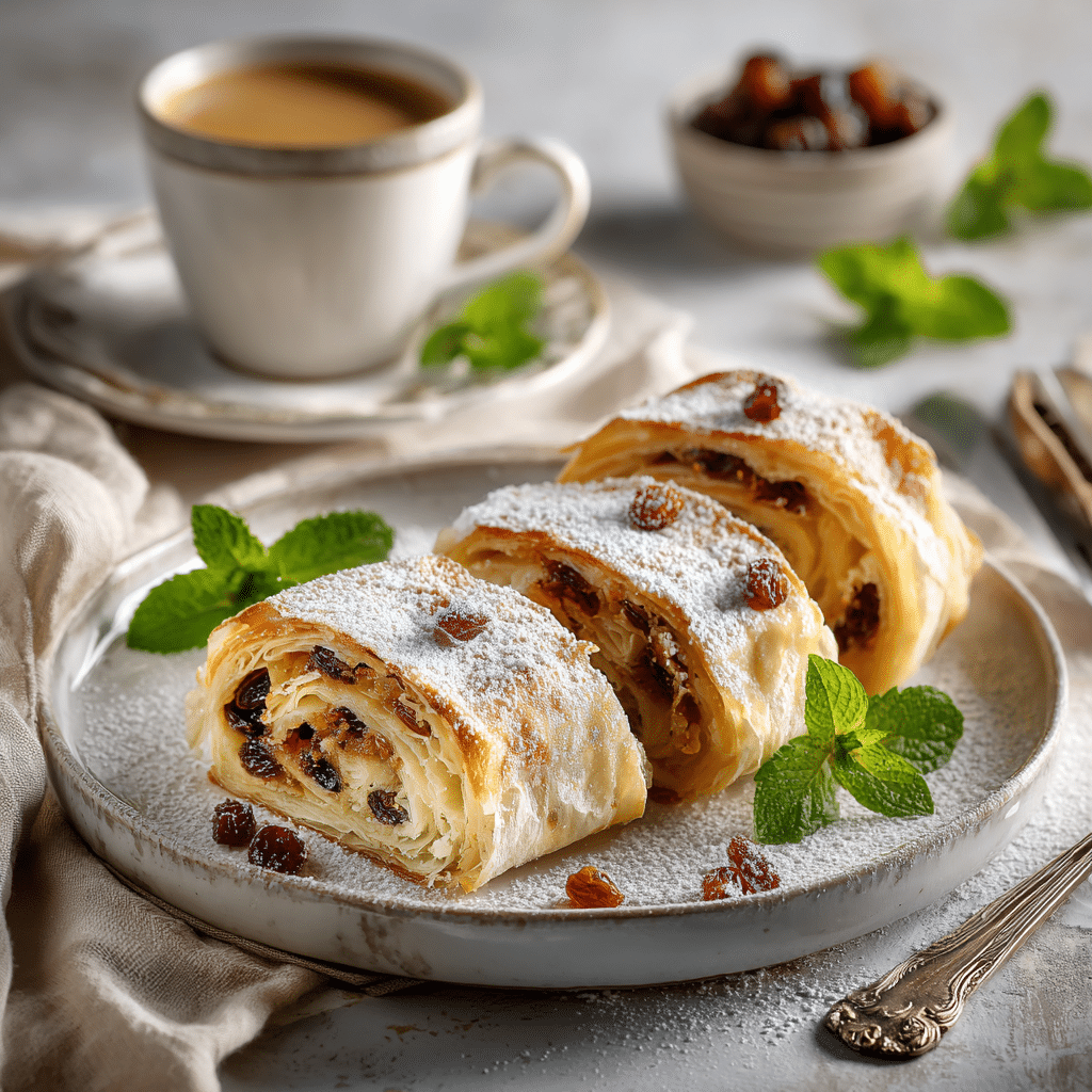 Sweet Cabbage Strudel with Raisins and Brown Sugar serving