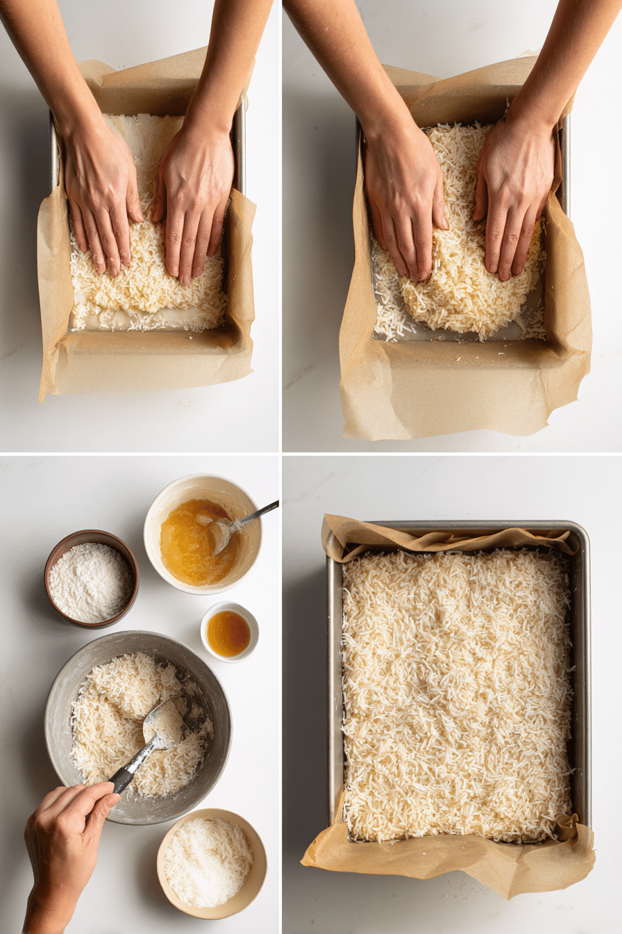 Homemade Coconut Mounds Bars instructions process