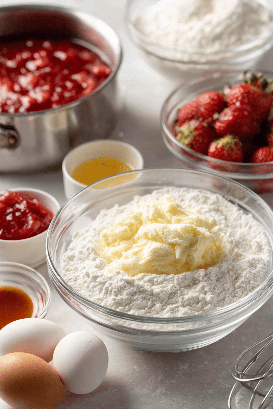 Irresistible Romantic Vanilla Layer Cake with Fresh Strawberry Filling instructions process