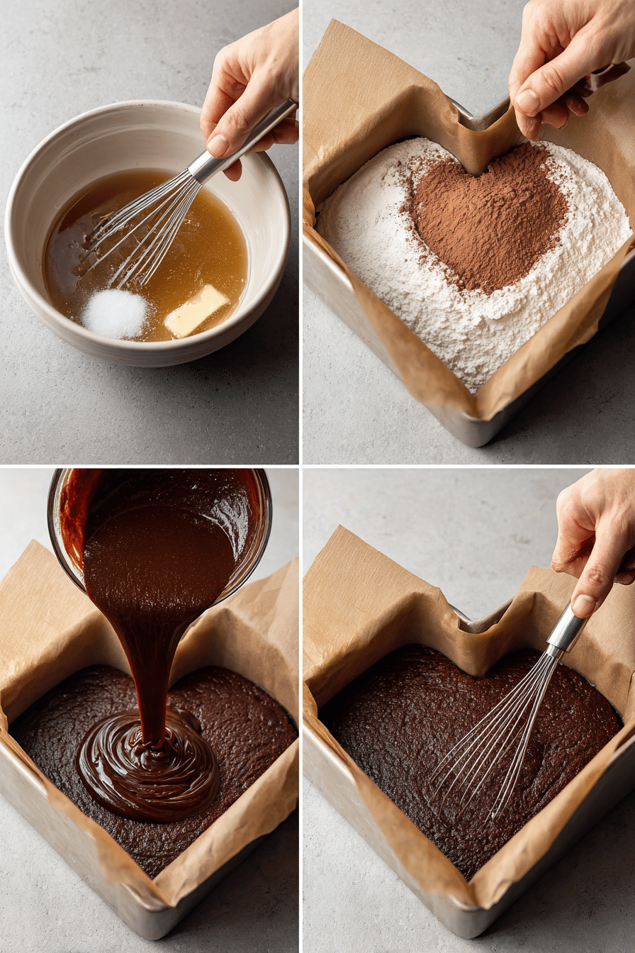 Valentine's Day Heart Shaped Brownies instructions process