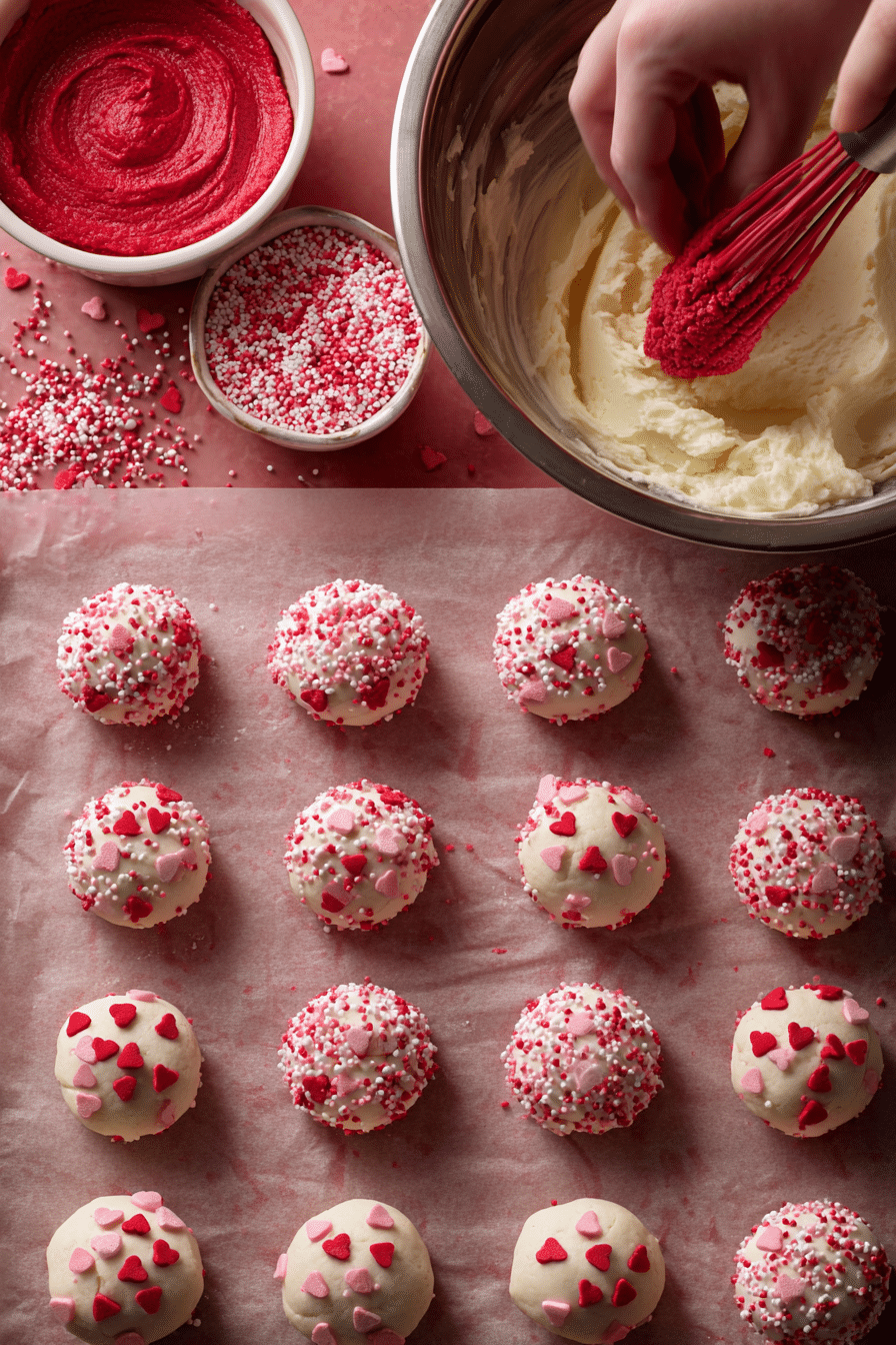 Red Velvet Sugar Cookies instructions process