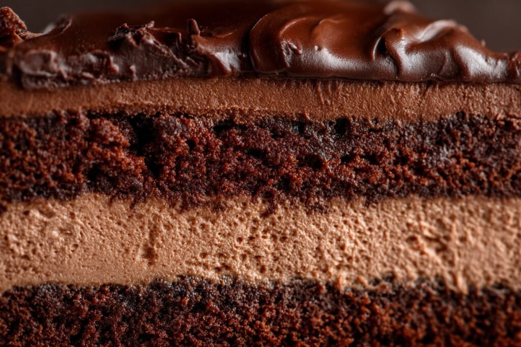 Chocolate Mousse Cake (3 Layers of Bliss) featured